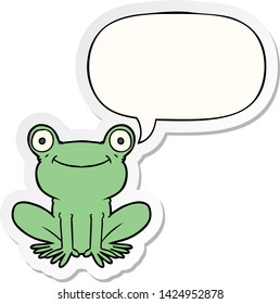 cartoon frog with speech bubble sticker