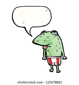 cartoon frog in swimming shorts