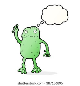 cartoon frog with thought bubble
