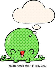 cartoon frog with thought bubble in comic book style