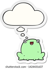 cartoon frog with thought bubble as a printed sticker