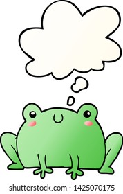 cartoon frog with thought bubble in smooth gradient style