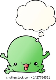 cartoon frog with thought bubble in smooth gradient style