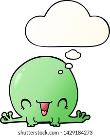 cartoon frog with thought bubble in smooth gradient style