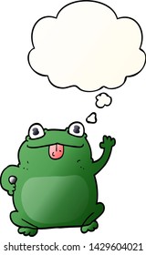cartoon frog with thought bubble in smooth gradient style