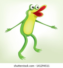 Cartoon Frog vector drawing/ Cartoon Frog/ Vector drawing, easy to edit layers, easy to edit file, meshes and gradients used,