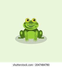 Cartoon frog vector illustration isolated on a light background.