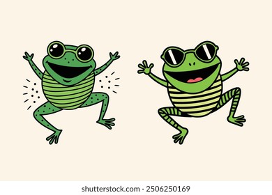 A cartoon frog wearing sunglasses frog character illustration