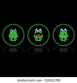 cartoon frogs collection - icons or logo set, vector
