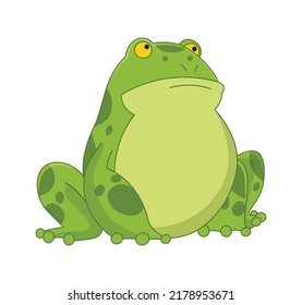 Cartoon frogs Funny cartoon frog. Little amphibia character sitting on white background. Adorable froggy watching svg