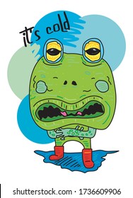 cartoon frog,t-shirt design fashion vector illustration
