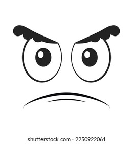 Cartoon frowning face. Angry expression vector illustration. 