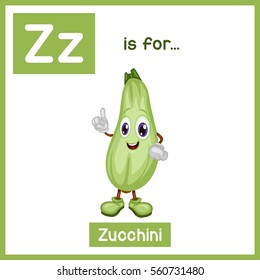 Cartoon Fruit Alphabet Flashcard. Z is for Zucchini