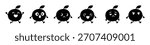 Cartoon Fruit Character Emoticons Running with Different Facial Expressions in Monochrome