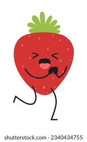 Cartoon fruit character sticker. Funny emoticon in flat style. Food emoji. Funny fruit characters isolated on white background, Cute and funny fruit set vector illustration