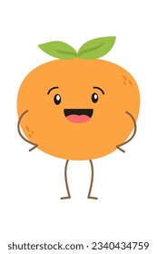 Etiqueta del personaje de la fruta de dibujos animados. Divertido emoticono de estilo plano. Emoji de comida. Caracteres de fruta divertidos aislados en fondo blanco, ilustración vectorial de conjunto de frutas tierno y divertido