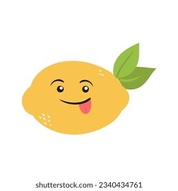 Cartoon fruit character sticker. Funny emoticon in flat style. Food emoji. Funny fruit characters isolated on white background, Cute and funny fruit set vector illustration