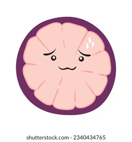 Cartoon fruit character sticker. Funny emoticon in flat style. Food emoji. Funny fruit characters isolated on white background, Cute and funny fruit set vector illustration