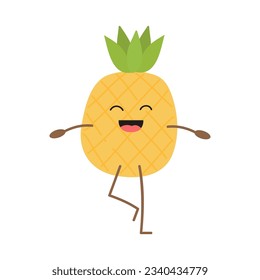 Cartoon fruit character sticker. Funny emoticon in flat style. Food emoji. Funny fruit characters isolated on white background, Cute and funny fruit set vector illustration