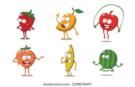 Cartoon Fruit Characters | Fruits vector illustration