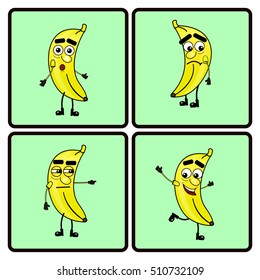 Cartoon fruit characters, vector