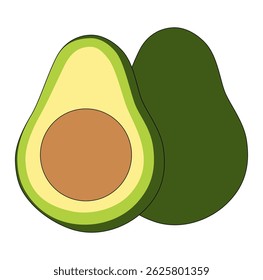 Desenho Animado Fruta Verde Abacate Vetores Digitais Ilustração 