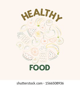 Cartoon fruit label. Premium Vector