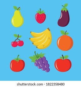 Cartoon Fruit Set Cute Illustration