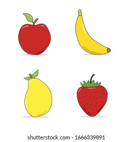 cartoon fruit set illustration vector