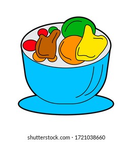 Caricatura Vector del icono de la sopa de frutas
