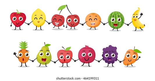 cartoon fruits characters