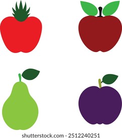 Cartoon Fruits Food Vector Hand Drawn Collection Set