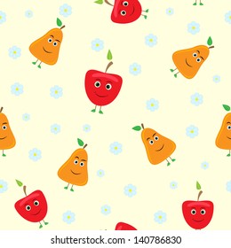 cartoon fruits seamless pattern