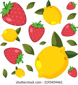 Cartoon fruits seamless pattern illustration