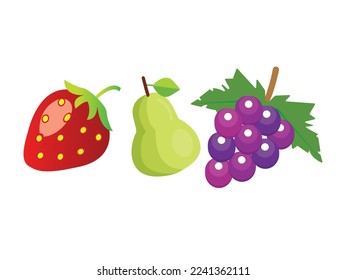 Cartoon fruits vector Clipart collection. Fruit icons isolated on white Background.Fruts seamless pattern. Vector illustration.