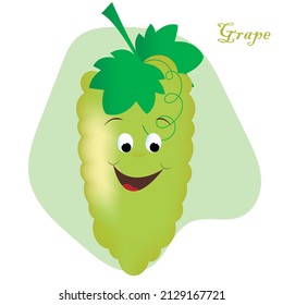 Cartoon fruits and vegetables with different emotions. Grape