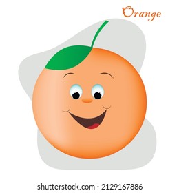 Cartoon fruits and vegetables with different emotions. Orange