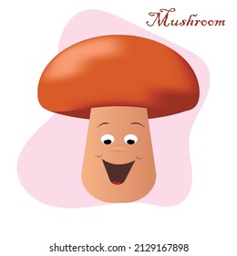Cartoon fruits and vegetables with different emotions. Mushroom