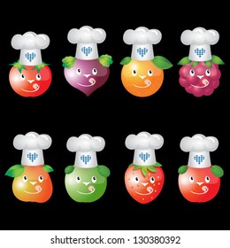 Cartoon fruits and vegetables set 2