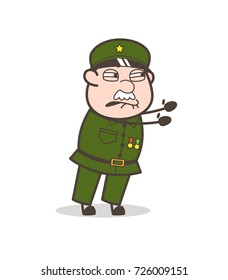 Cartoon Frustrated Sergeant Vector Expression