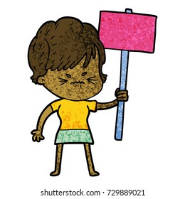 cartoon frustrated woman