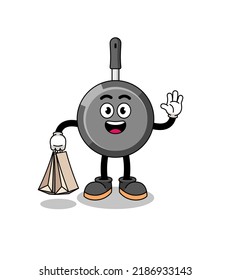 Cartoon of frying pan shopping , character design