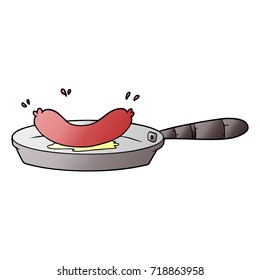 cartoon frying sausage