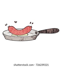 cartoon frying sausage