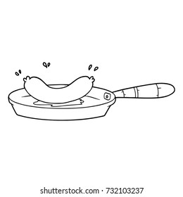 cartoon frying sausage