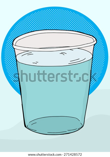 Cartoon Full Cup Water Over Blue Stock Vector Royalty Free