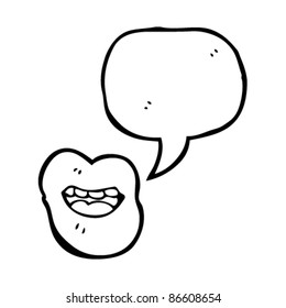 caricatura de labios completos con burbuja de habla