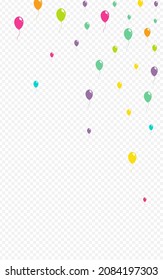 Cartoon Fun Balloon Vector Transparent Background. Surprise Ballon Wallpaper. Red and Green and Yellow Jubilee Illustration. Bright Happy Inflatable Ball Template.