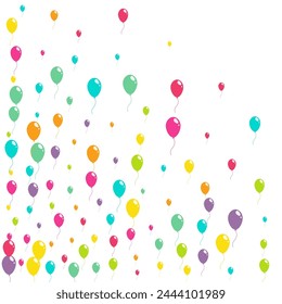 Cartoon Fun Baloon Vector  White Background. Glossy Ballon Pattern. Color Helium Texture. Multicolor Happy Balloon Backdrop.