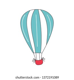 Cartoon and fun retro hot air balloon isolated on white background. Viector illustration